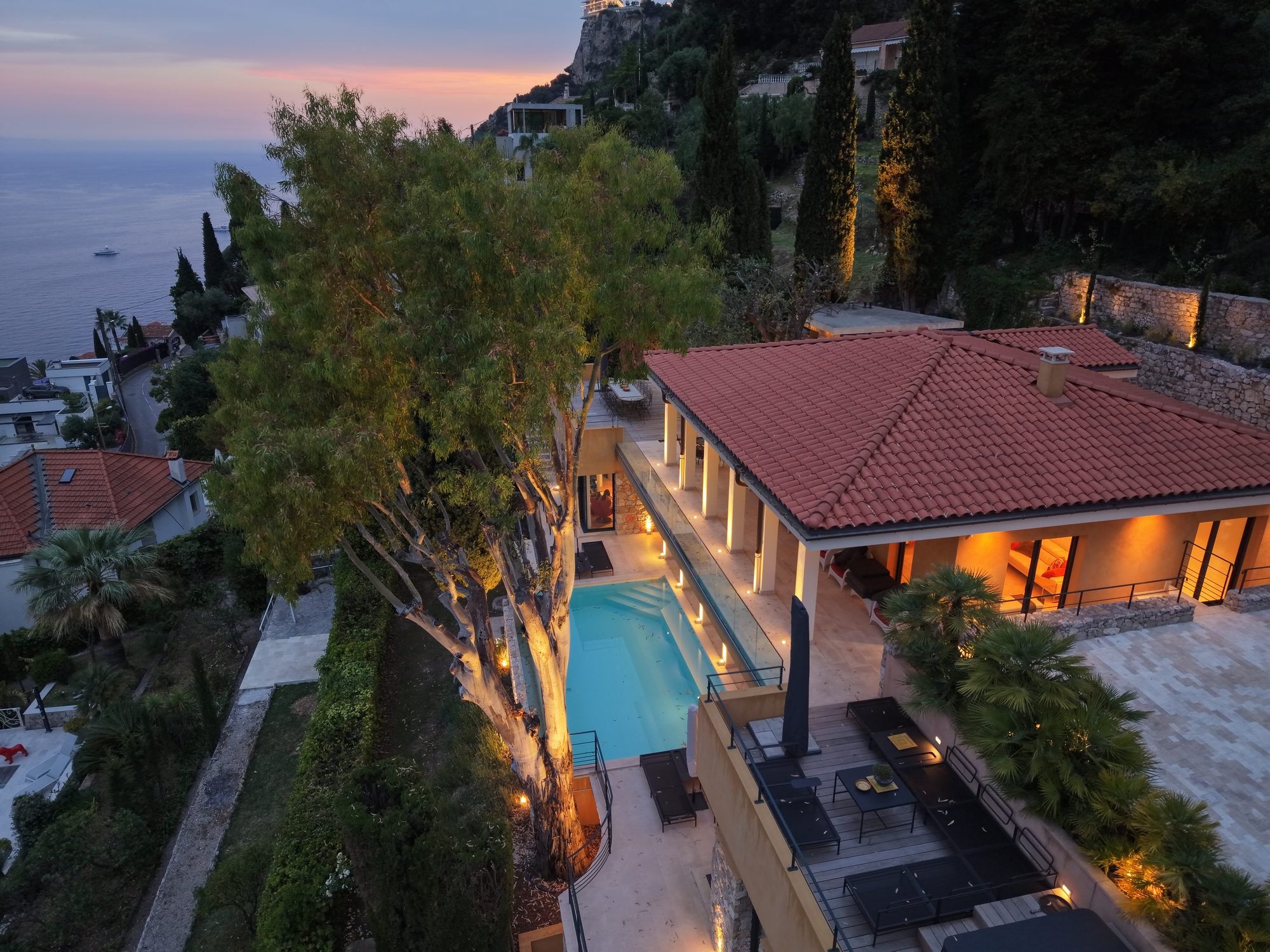 Sunset over the Mediterranean at Villa Carlina